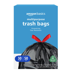Amazon Basics 30-gallon trash bag showing ample capacity for large cleanups