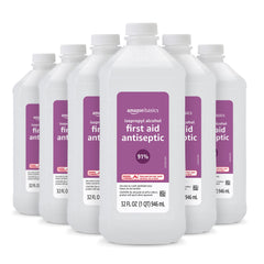 Amazon Basics isopropyl alcohol bottle front view for quick antiseptic use