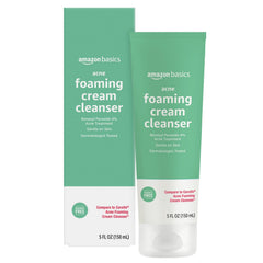 Amazon Basics Acne Cream Cleanser bottle front, fragrance-free formula for sensitive skin.