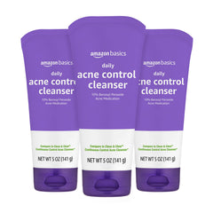 Amazon Basics Acne Face Wash bottle front view for daily cleansing and clear skin support.