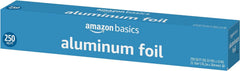 Amazon Basics foil used to line baking sheets for even roasting and mess-free prep.