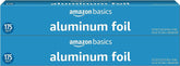 Amazon Basics aluminum foil two-rolls pack, perfect for versatile cooking and quick cleanup.