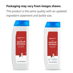 Label on Amazon Basics 2-in-1 shampoo highlighting zinc and pH-balanced formula