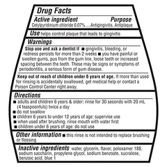 Graphic highlights antiplaque and gingivitis benefits on Amazon Basics rinse.