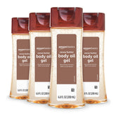 Amazon Basics body oil gel bottles provide four 6.8 oz containers for deep hydration.