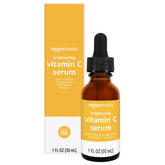 Amazon Basics Brightening Vitamin C Serum bottle highlighting hydration benefits