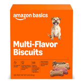 Amazon Basics Crunchy Dog Biscuits multi flavor bag shown for variety and rewards.