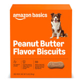 Amazon Basics Crunchy Dog Biscuits packaging in a 5 lb box, ideal for daily rewards.