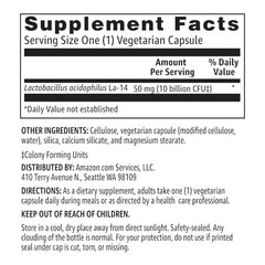 Amazon Basics probiotic serving size image shows daily capsule dose.