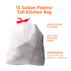Amazon Basics drawstring closure trash bag for secure disposal.