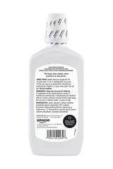 Amazon Basics Dry Mouth Oral Rinse label emphasizes alcohol-free formula for sensitive mouths