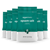 Amazon Basics Epsom Salt Soaking Aid front view with resealable bags.