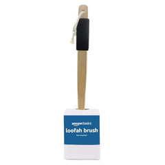 Amazon Basics loofah with rubber grip for slip-free shower use.