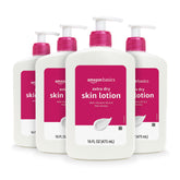 Amazon Basics extra-dry skin lotion bottle with pump for easy, non-greasy moisture