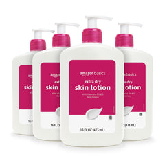 Amazon Basics extra-dry skin lotion bottle with pump for easy, non-greasy moisture