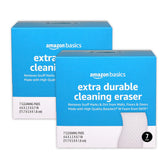 Amazon Basics extra durable cleaning erasers pack in use on a wall, lifting scuffs gently.