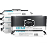 Amazon Basics Extra Large Flushable Wipes front-pack display for quick, family-friendly cleaning.