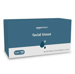 Amazon Basics facial tissue four-box pack neatly displayed