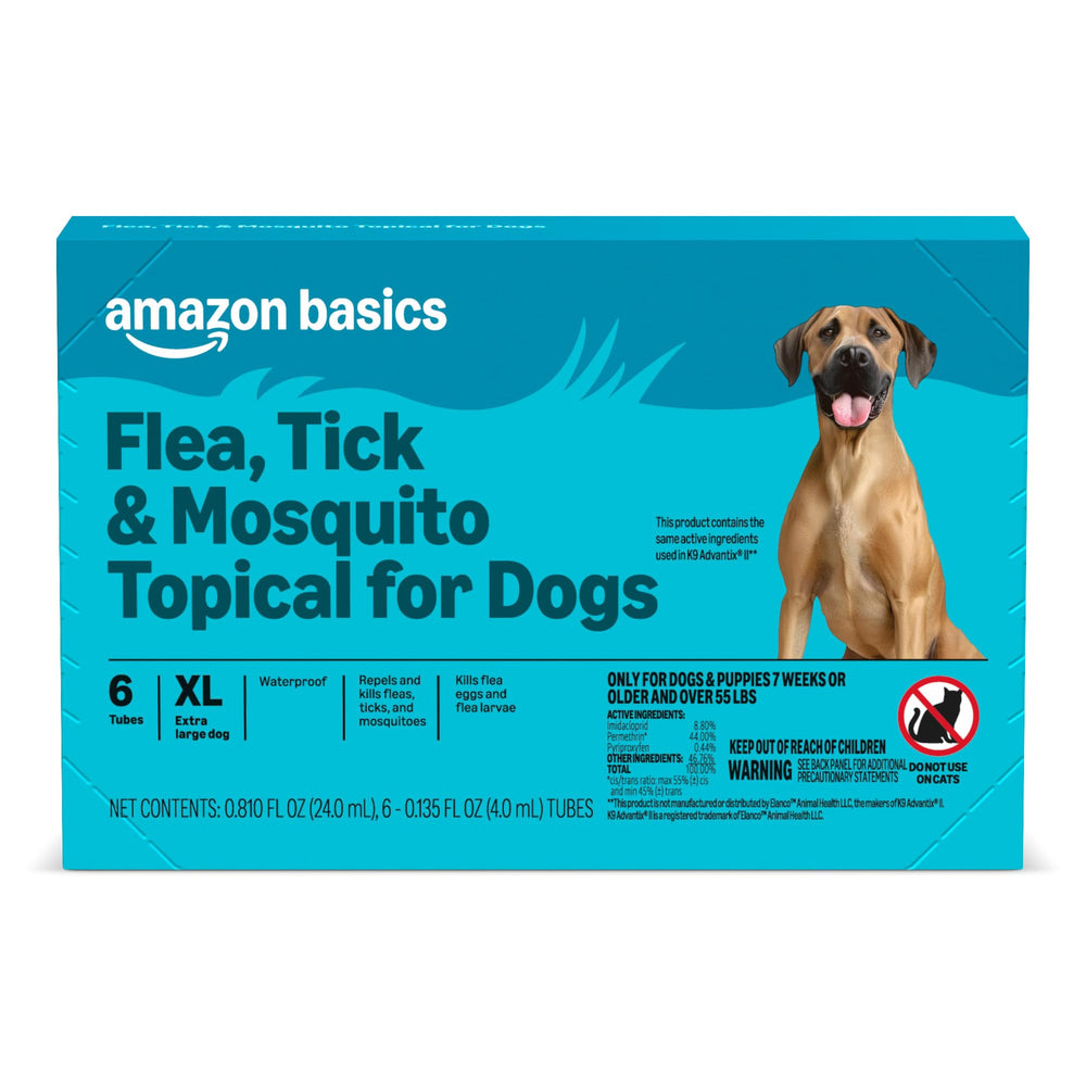 Amazon Basics flea tick mosquito topical for extra large dogs six-dose pack ready for use