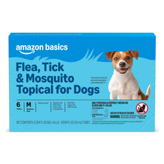 Amazon Basics topical treatment for medium dogs bottle being poured for application