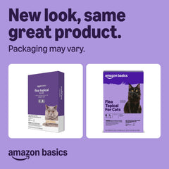 Amazon Basics flea topical bottle back label with dosage and ingredients.