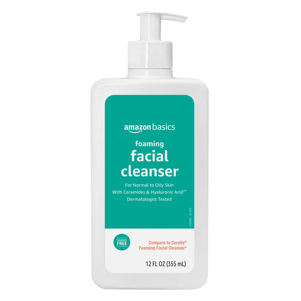 Amazon Basics Foaming Cleanser bottle pour for gentle daily cleansing.