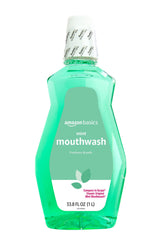 Amazon Basics Fresh Breath Mouthwash bottle for daily fresh breath.