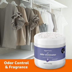 Amazon Basics Gel Odor Eliminator in living room area keeps air fresh.