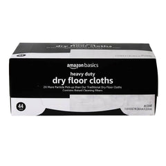 Amazon Basics heavy-duty dry floor cloths in use on a floor, trapping dust.