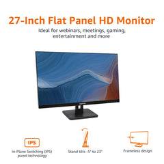 Amazon Basics IPS monitor stand tilt angle adjustment for comfortable viewing