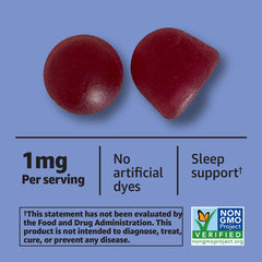 Amazon Basics Kids Melatonin Gummies bottle back showing ingredients and directions