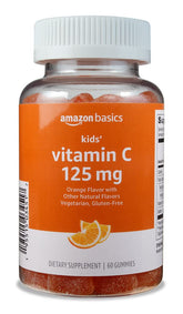 Amazon Basics Kids' Vitamin C Gummies orange bottle for daily immune support.