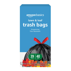 Amazon Basics lawn and leaf bags with 39 gallon capacity for yard cleanup