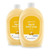 Amazon Basics liquid hand soap refill Milk and Honey two-pack for convenient home restocking.