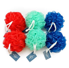 Amazon Basics loofah with rope handle for easy storage