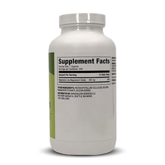 Amazon Basics magnesium oxide capsules bottle side view, gluten-free option noted