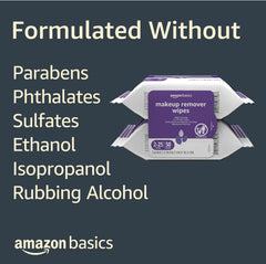 Amazon Basics makeup remover wipes removing mascara and makeup in action.