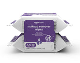 Amazon Basics makeup remover wipes pack front view for gentle cleansing.
