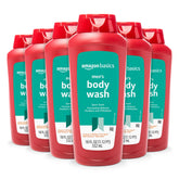 Amazon Basics Men's Body Wash Sport Scent bottle delivers refreshing cleanse.