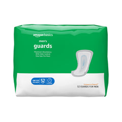 Amazon Basics men's incontinence guards packaging showing discreet daily protection