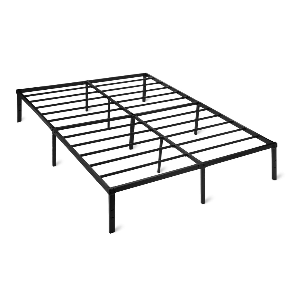 Amazon Basics metal bed frame queen assembly image shows quick setup for easy installation