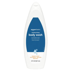 Amazon Basics Moisturizing Body Wash bottle offers gentle daily cleansing and hydration.