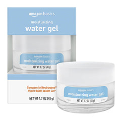 Amazon Basics Moisturizing Water Gel jar front showing compact 1.7 oz packaging for daily hydration