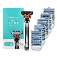 Amazon Basics MotionSphere razor head shows pivoting action for a smooth contour shave.