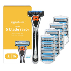 Amazon Basics MotionSphere razor handle with ergonomic grip for precise shaving.