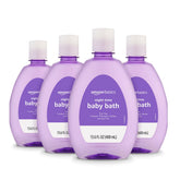 Amazon Basics Nighttime Bath bottle pour highlights gentle tear-free formula for calming bedtime routines.