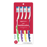 Amazon Basics Orbit toothbrush with soft bristles, front view for gentle cleaning.