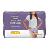 Amazon Basics lavender packaging for postpartum underwear with reliable protection