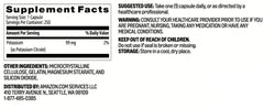 Amazon Basics Potassium heart health caplets packaging box signaling electrolyte balance support.