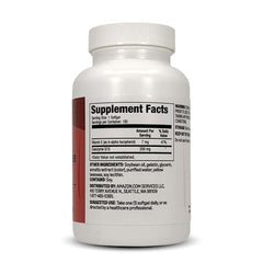 Amazon Basics CoQ10 softgels bottle back label illustrating antioxidant support